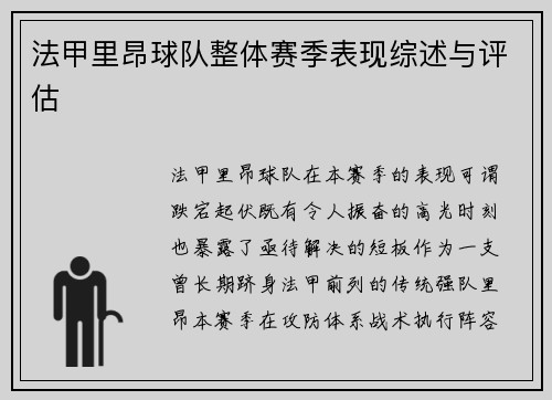 法甲里昂球队整体赛季表现综述与评估